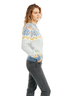 Dale of Norway Round Neck^Vilja Women's Knit Sweater Offwhite Blueshadow Mustard